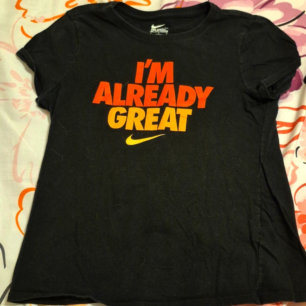 Girl's Nike T-shirt Black "I'm Already Great" Size Large